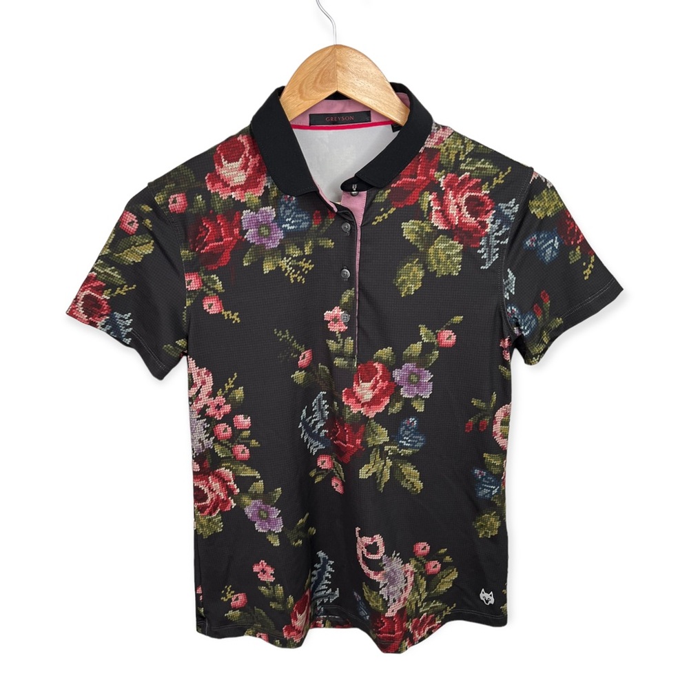 Greyson Golf Small Shirt Womens Floral Polo Graphic Short Sleeve Multicolor RARE